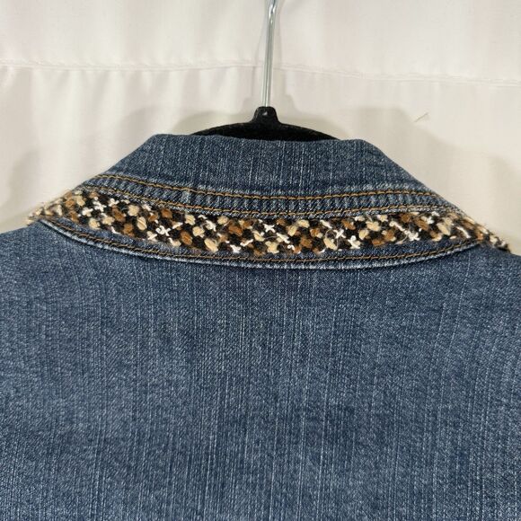 Coldwater Creek Denim Jacket Women's P12 Dark Wash Denim Button Up Cotton Blend - Picture 10 of 11